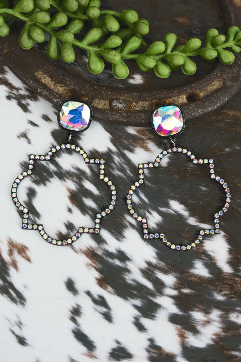 Black Rhinestone Earrings Turquoise Traveler
