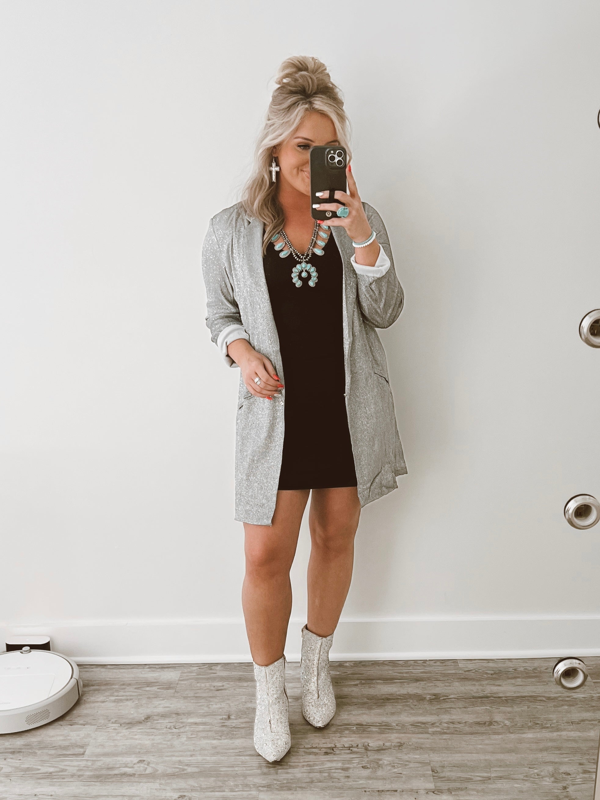 Black Stretch Skirt Turquoise Traveler