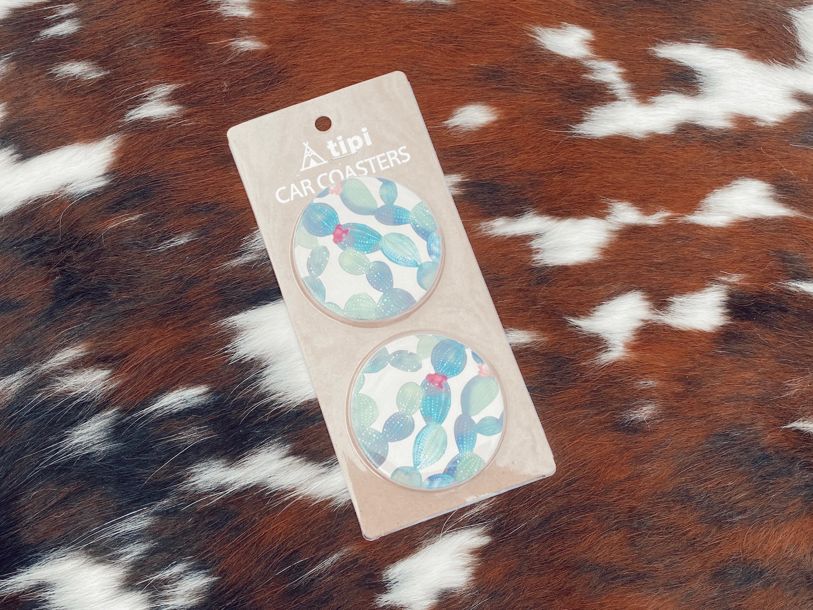 Cactus Car Coasters Turquoise Traveler