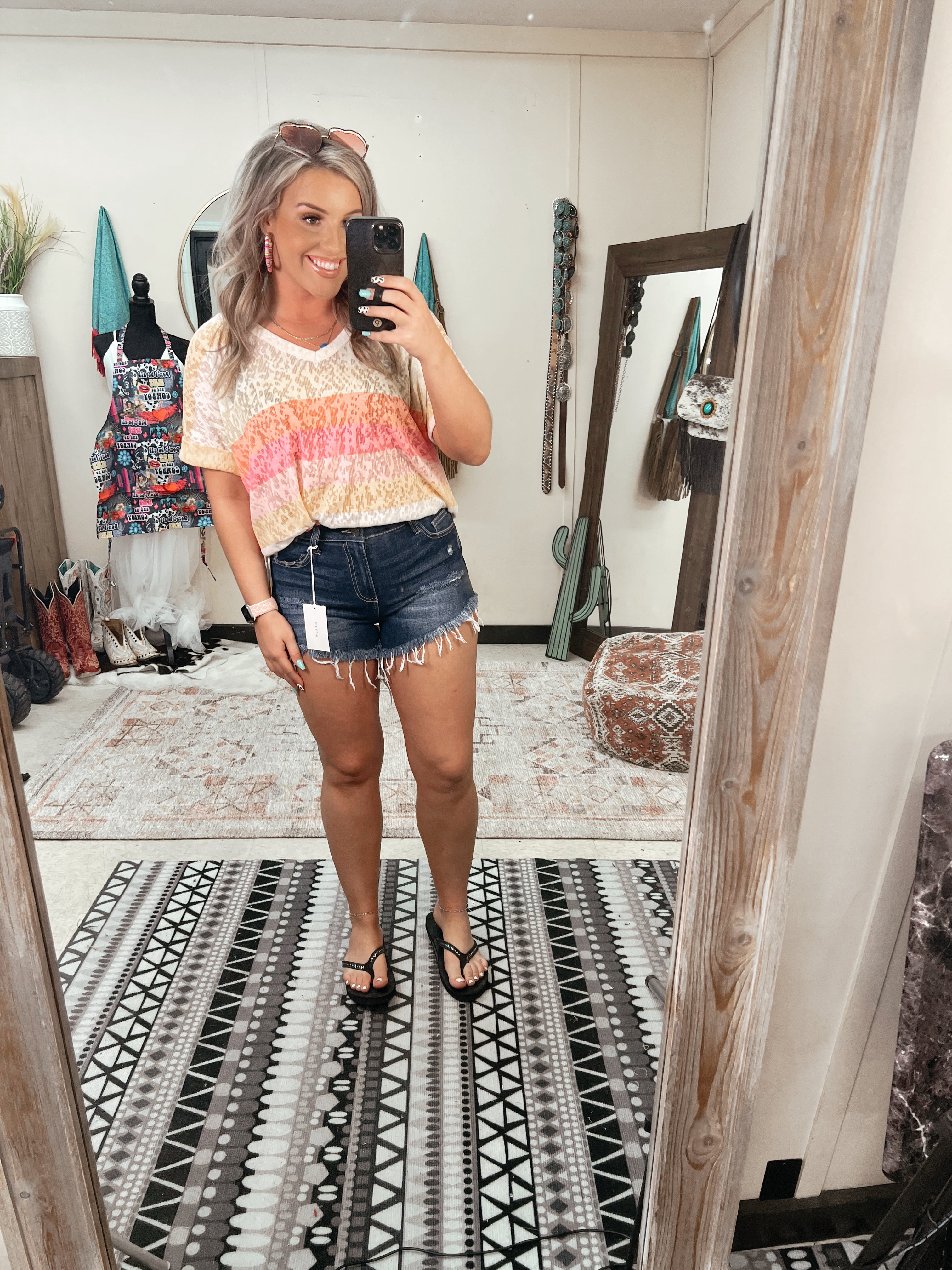 Cheetah Burnout Tee Turquoise Traveler