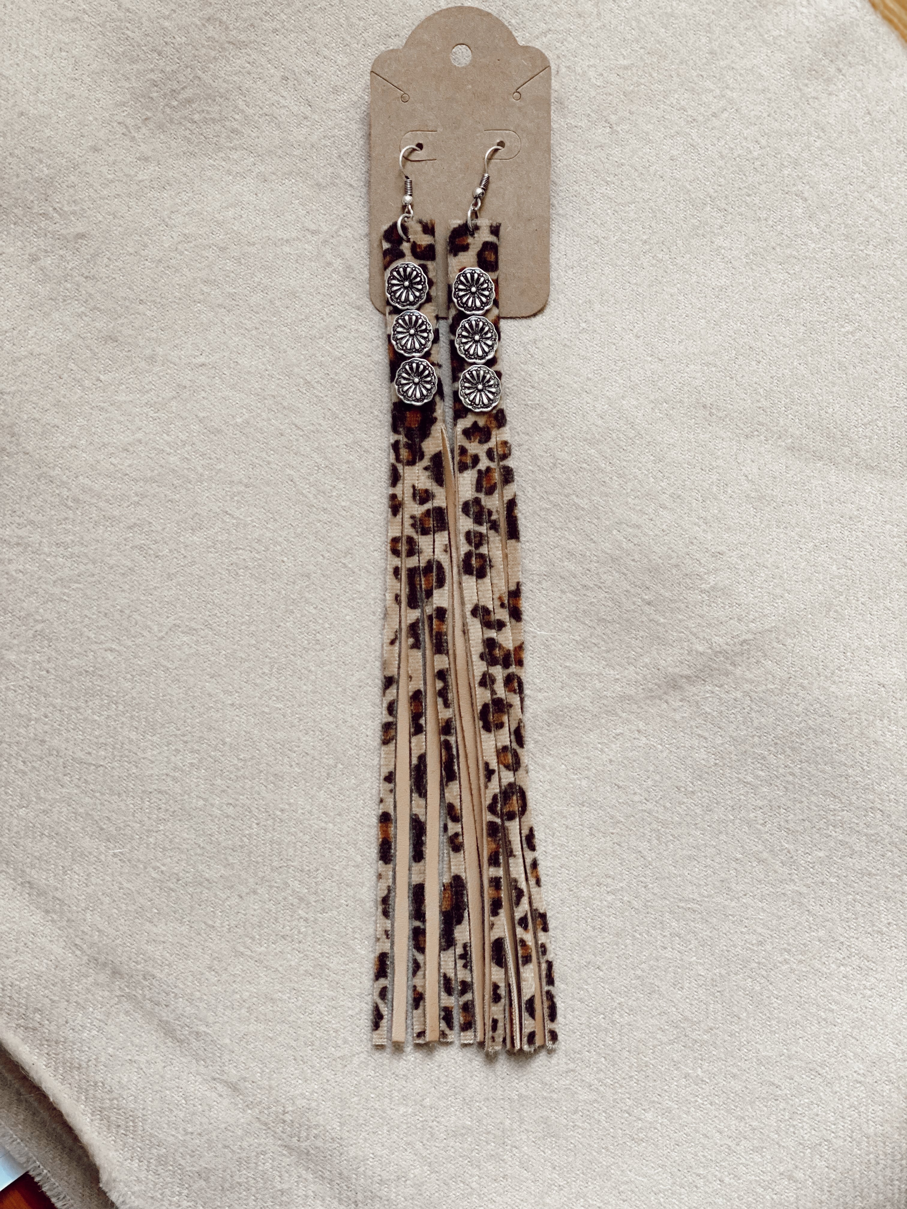 Cheetah Fringe Earrings Turquoise Traveler