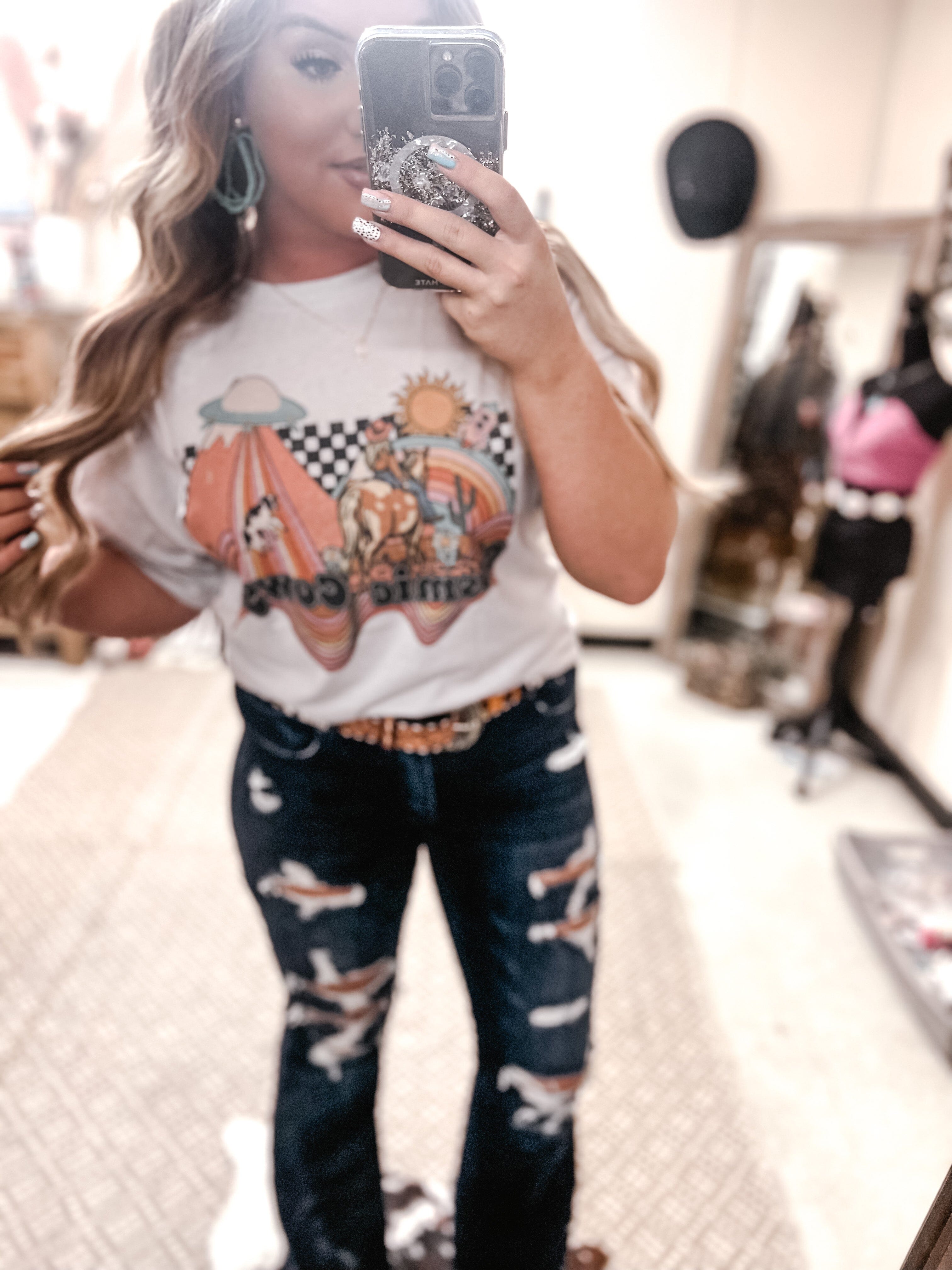 Cosmic Cowgirl Tee Turquoise Traveler