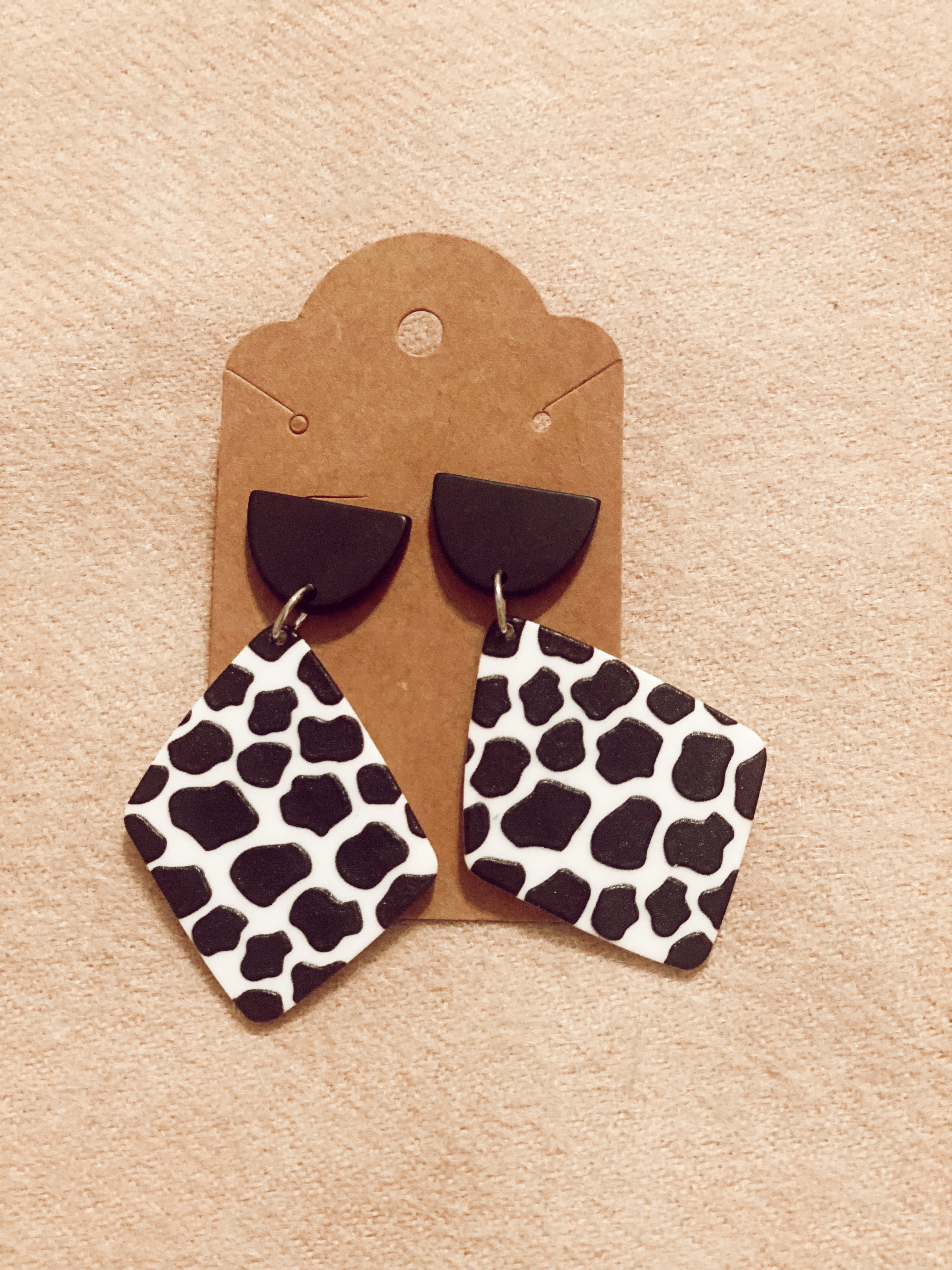 Cow Print Clay Earrings Turquoise Traveler