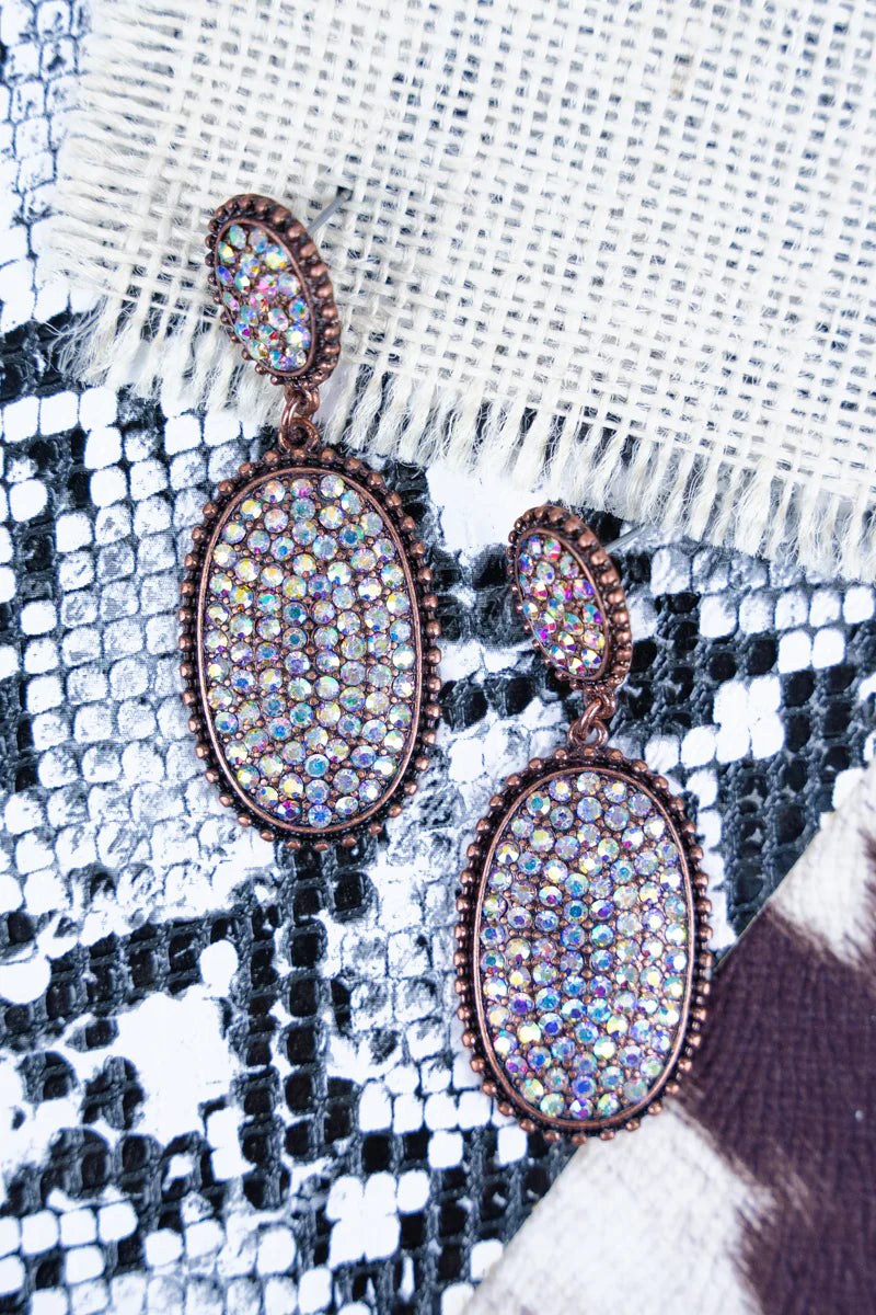 CRYSTAL PAVE COPPERTONE EARRINGS Turquoise Traveler