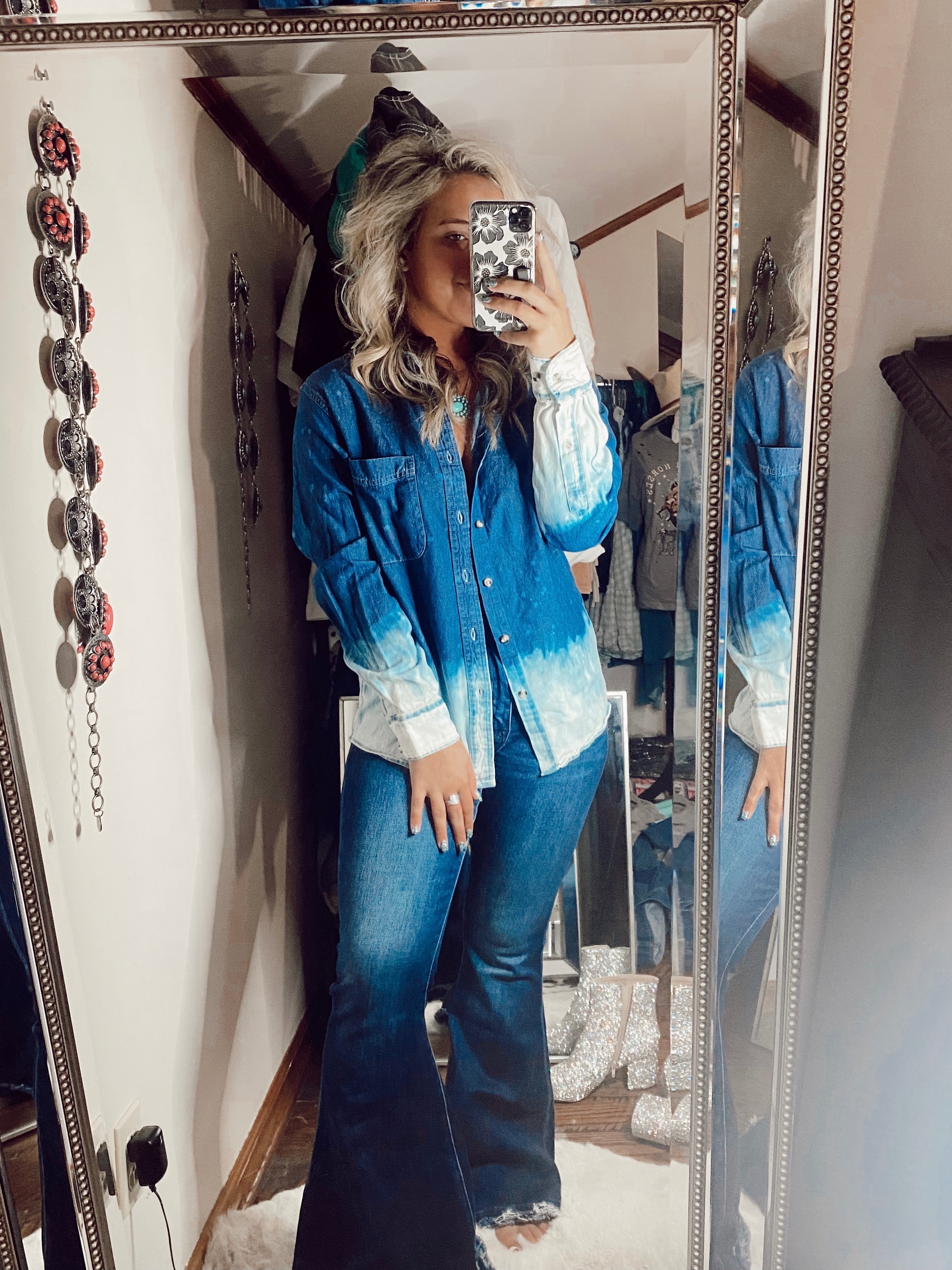 Denim Danny Button Down Turquoise Traveler