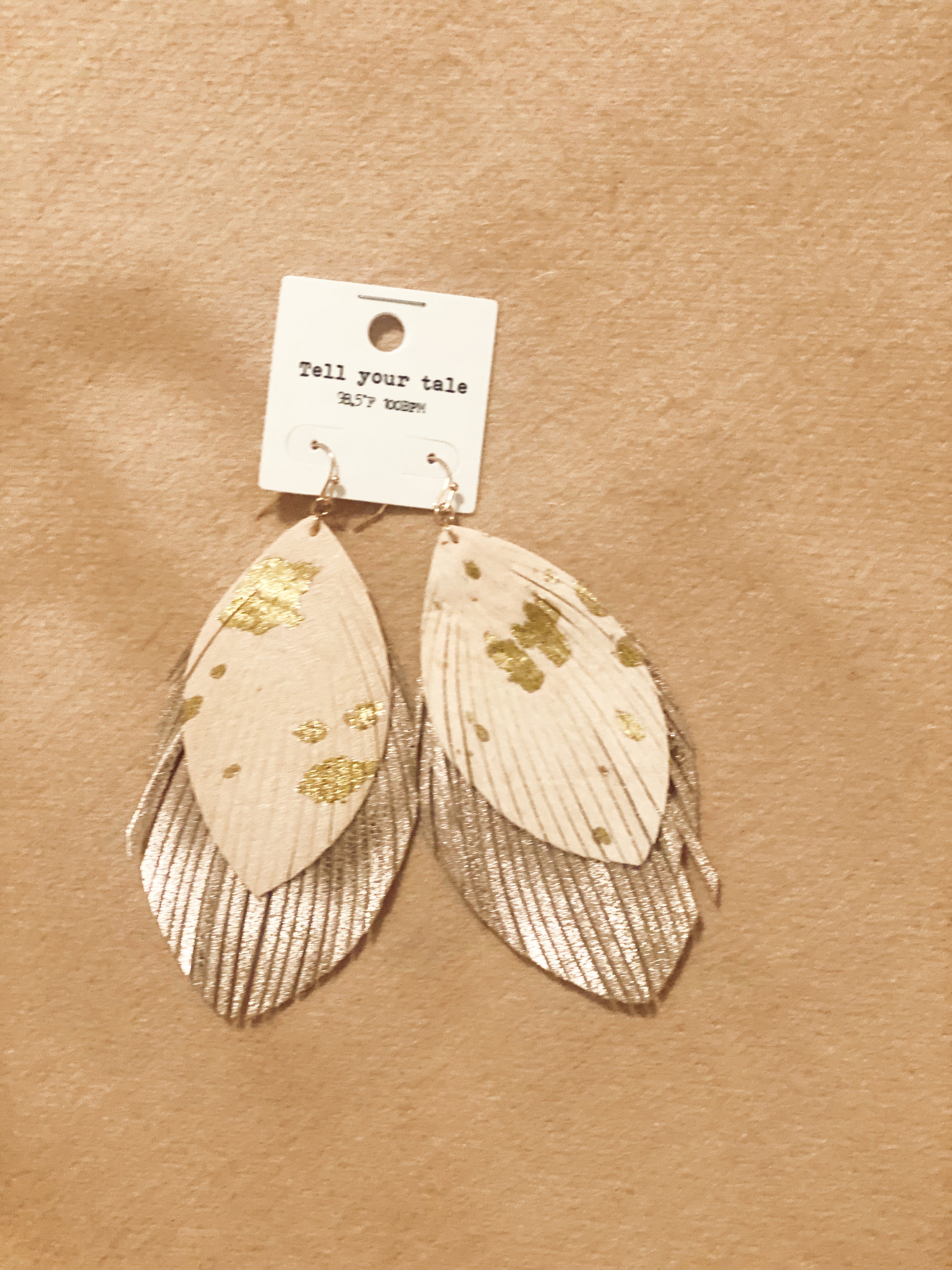 Gold Feathered Earrings Turquoise Traveler