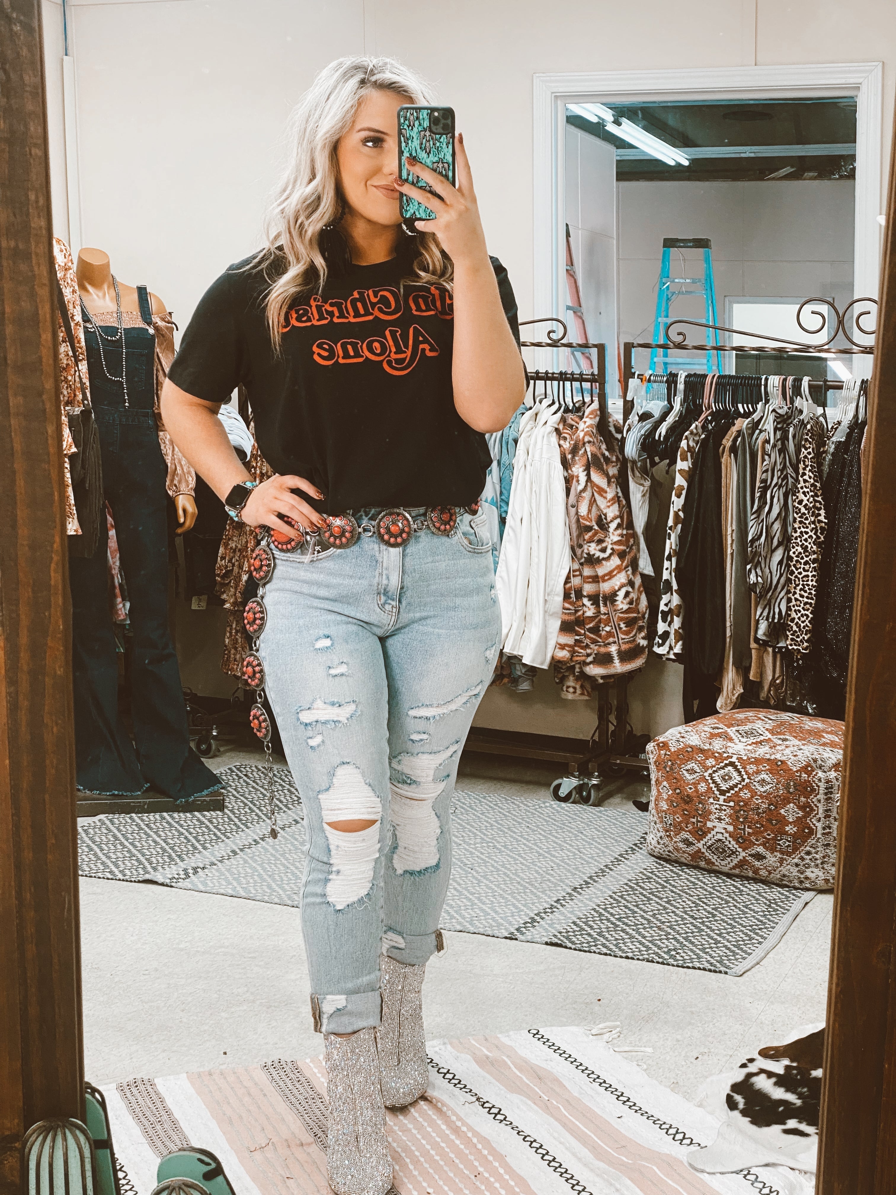 In Christ Alone Graphic Tee Turquoise Traveler