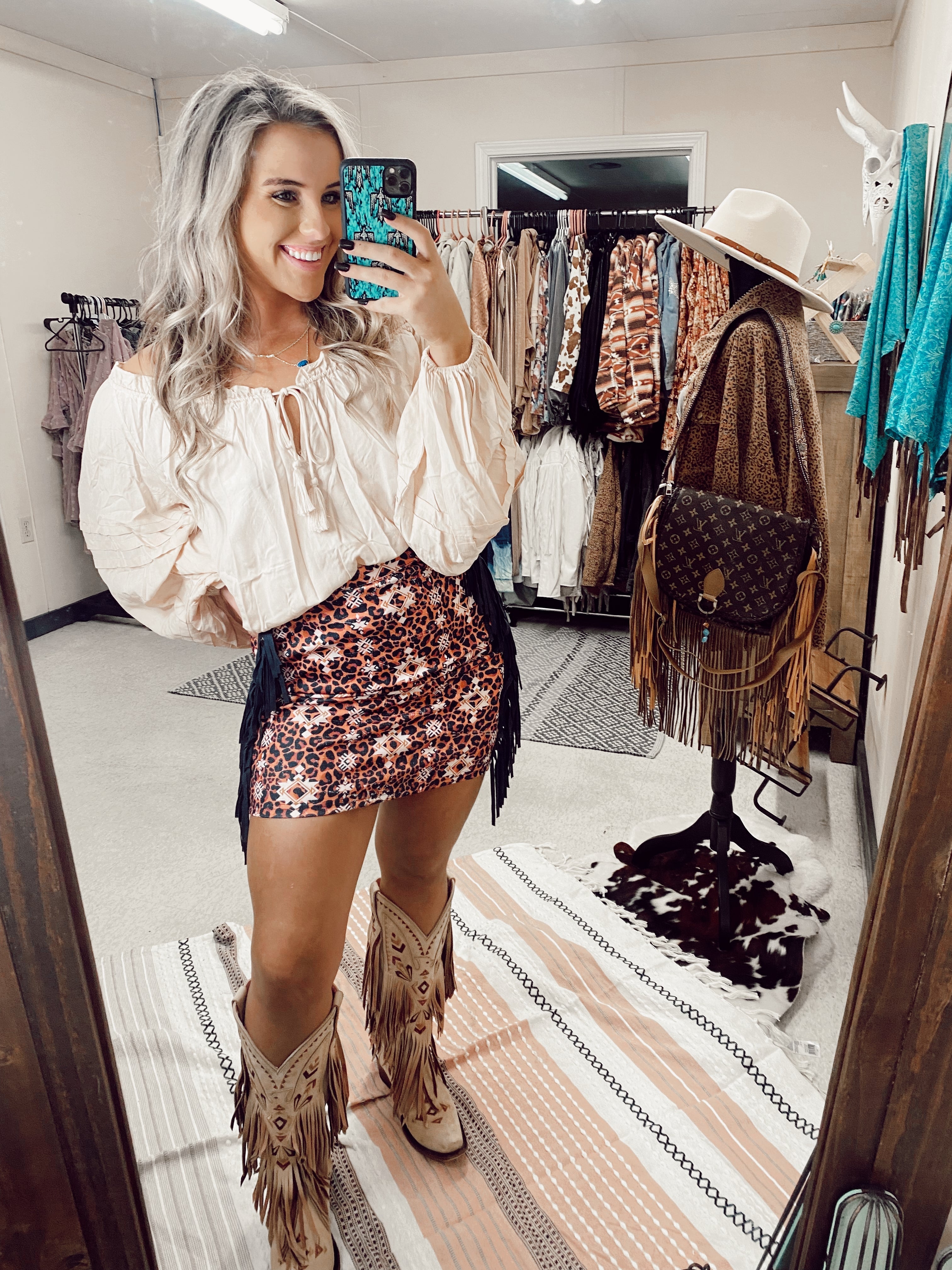 Leopard Fringe Skirt skirts L&B