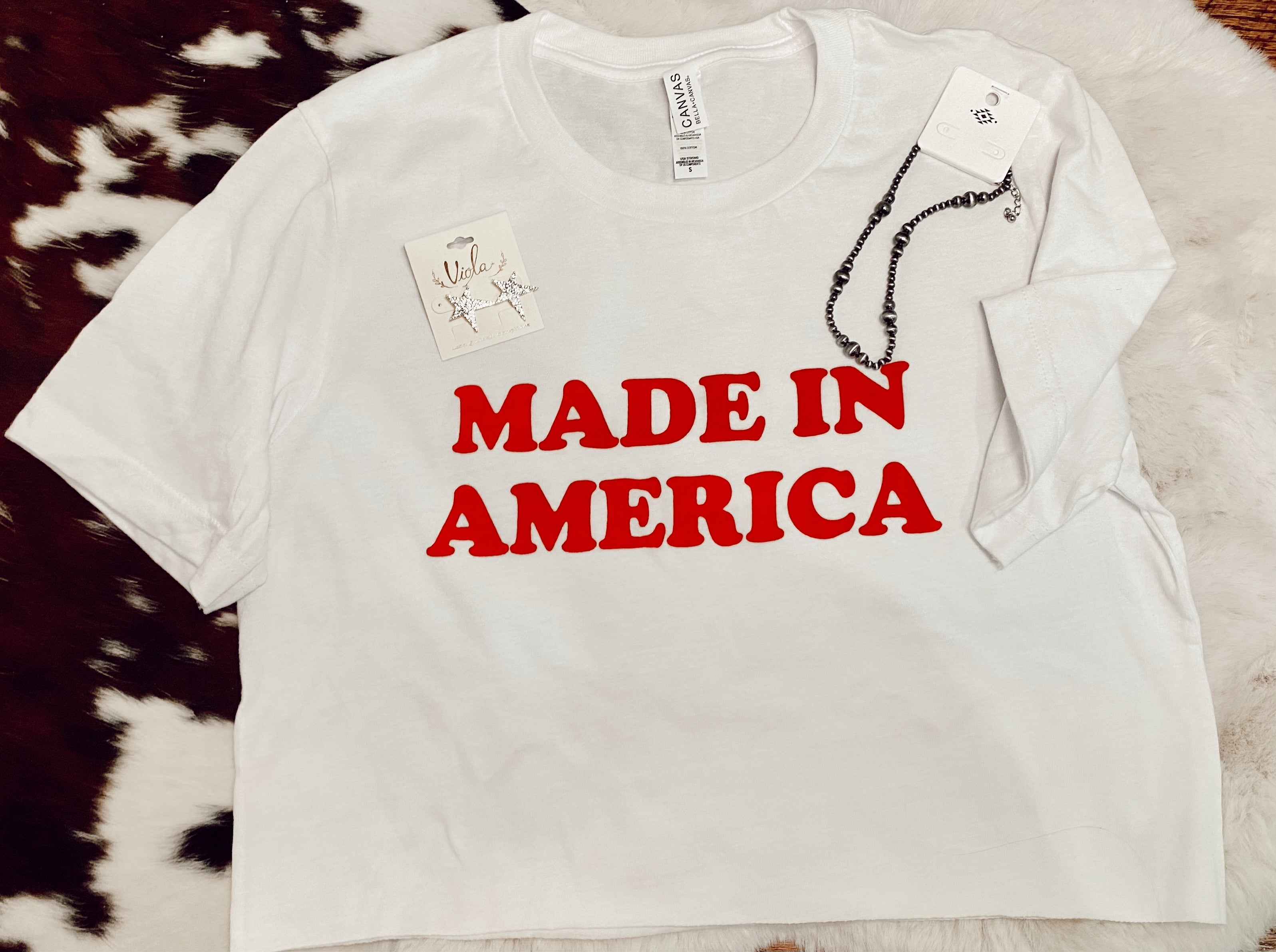 Made In America Cropped Tee Turquoise Traveler