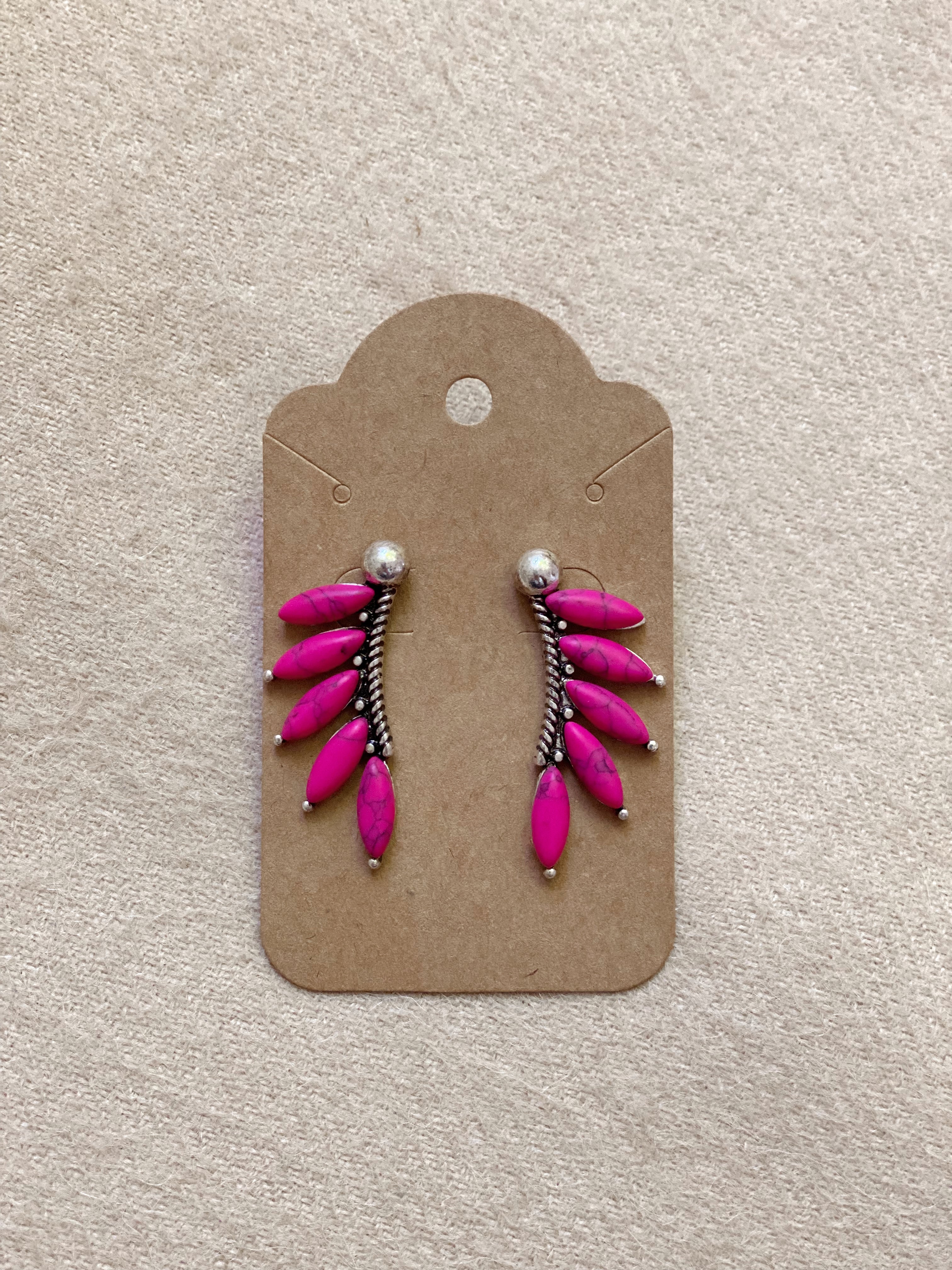 Pink Stone Wing Earrings Turquoise Traveler