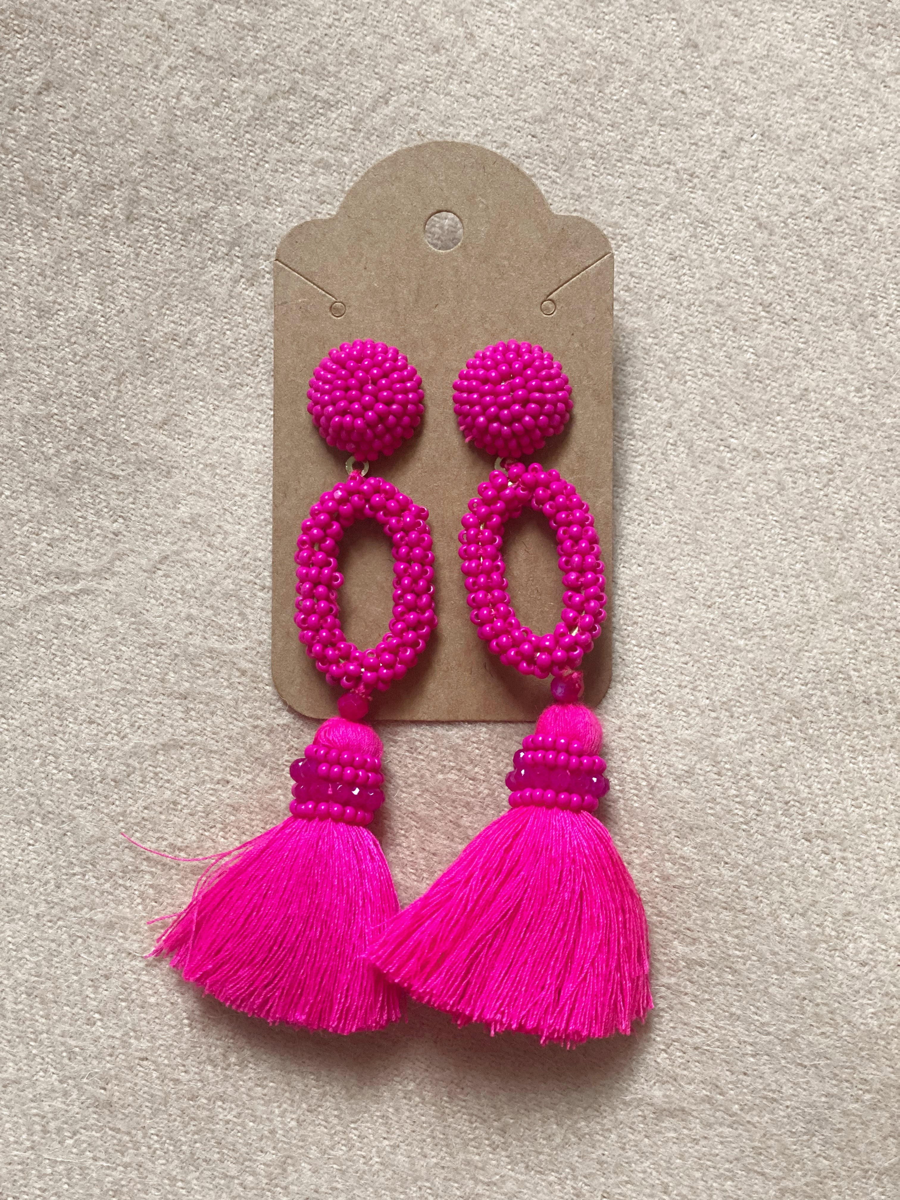 Pink Tassel Earrings Turquoise Traveler