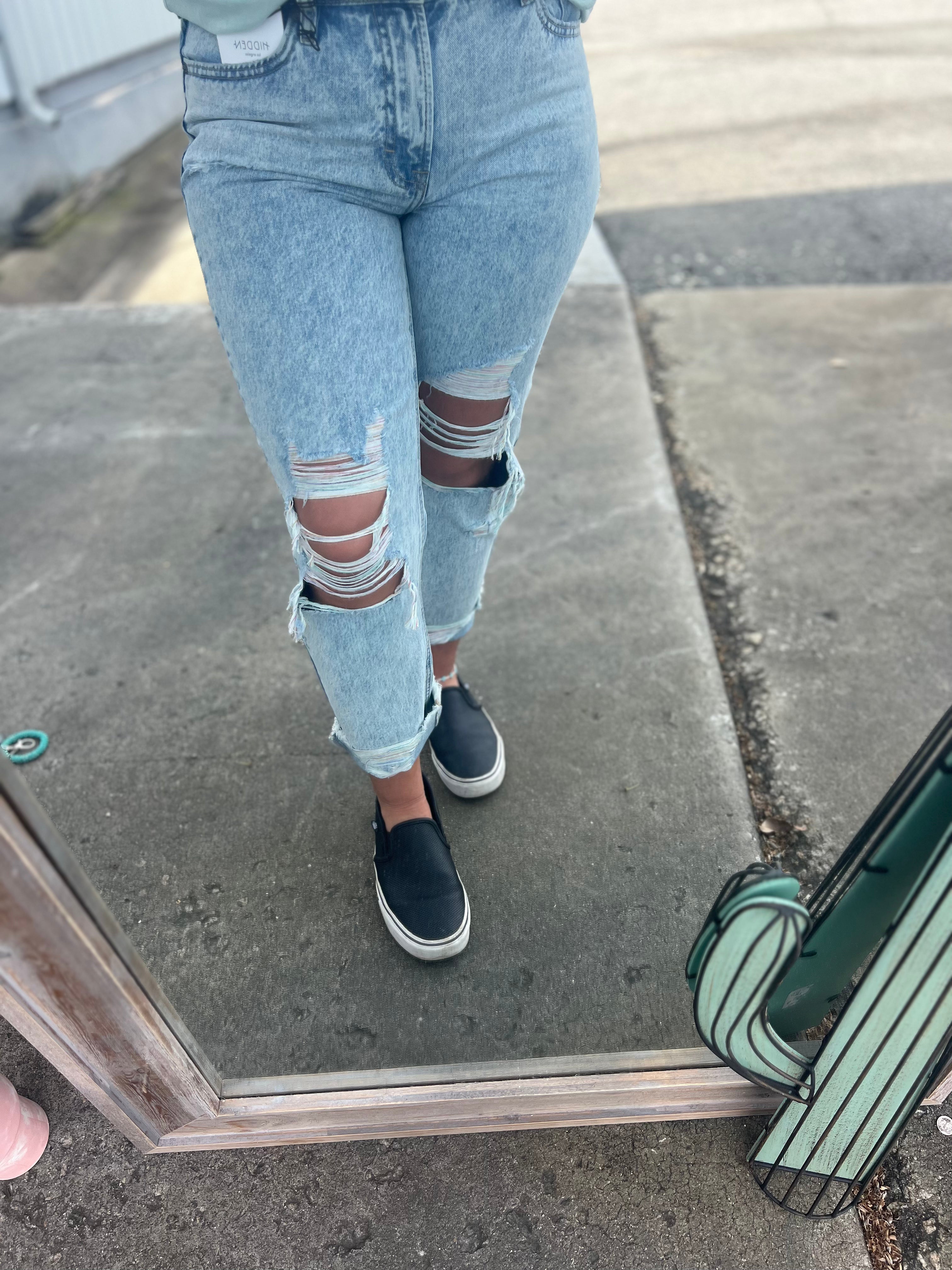 Rainbow Mom Jeans Turquoise Traveler