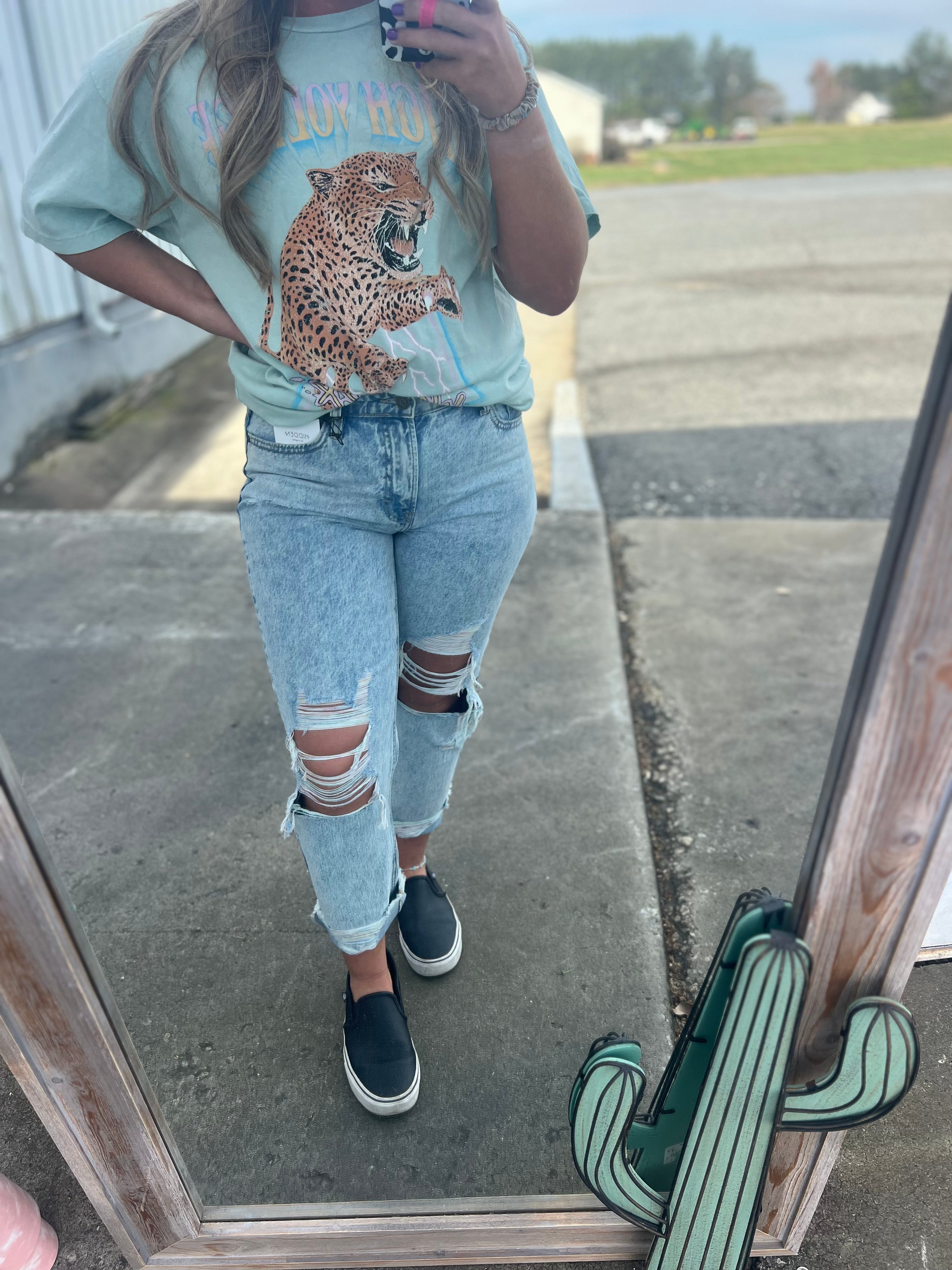 Rainbow Mom Jeans Turquoise Traveler