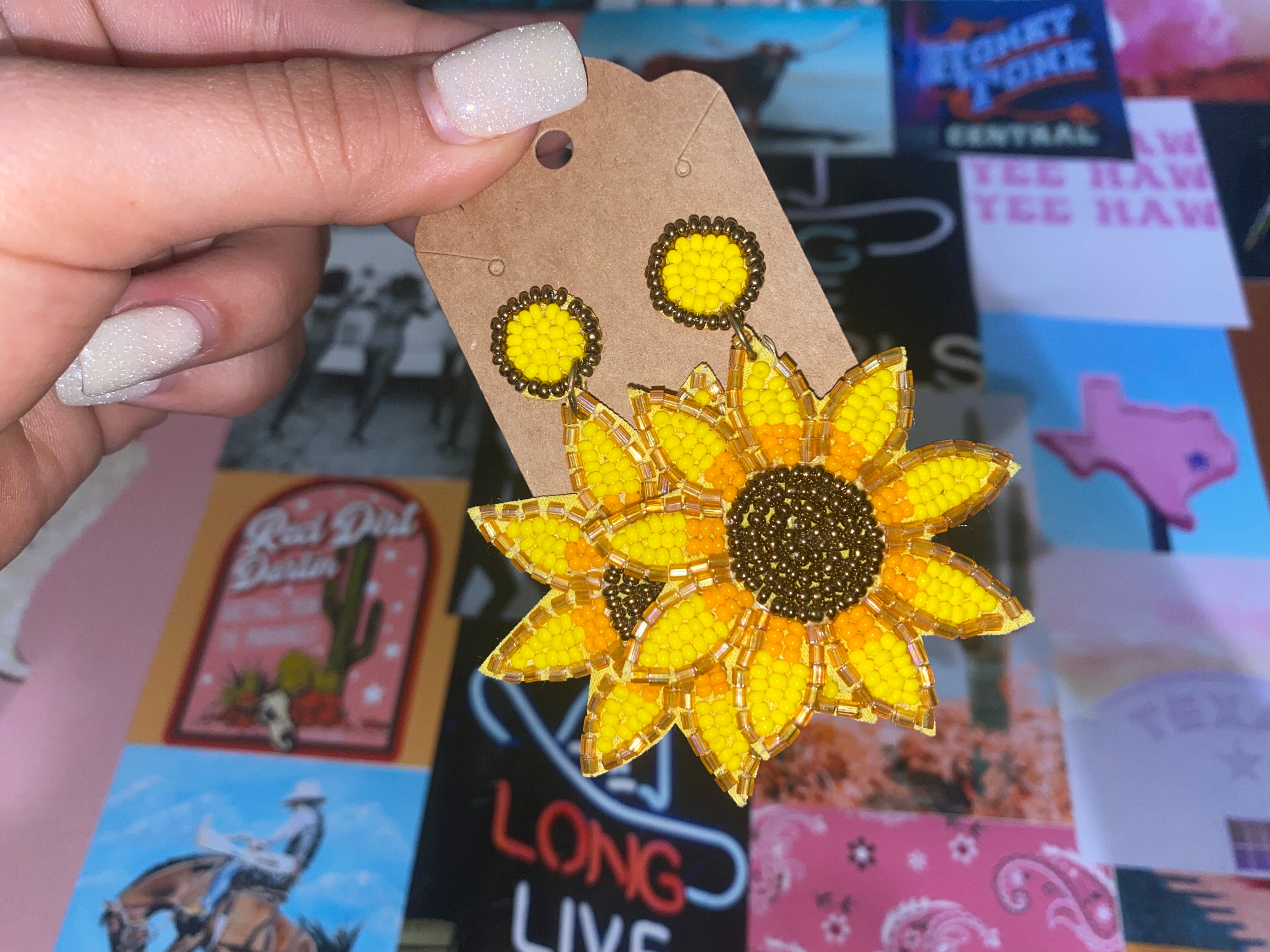 Sassy Sunflower Earrings Turquoise Traveler