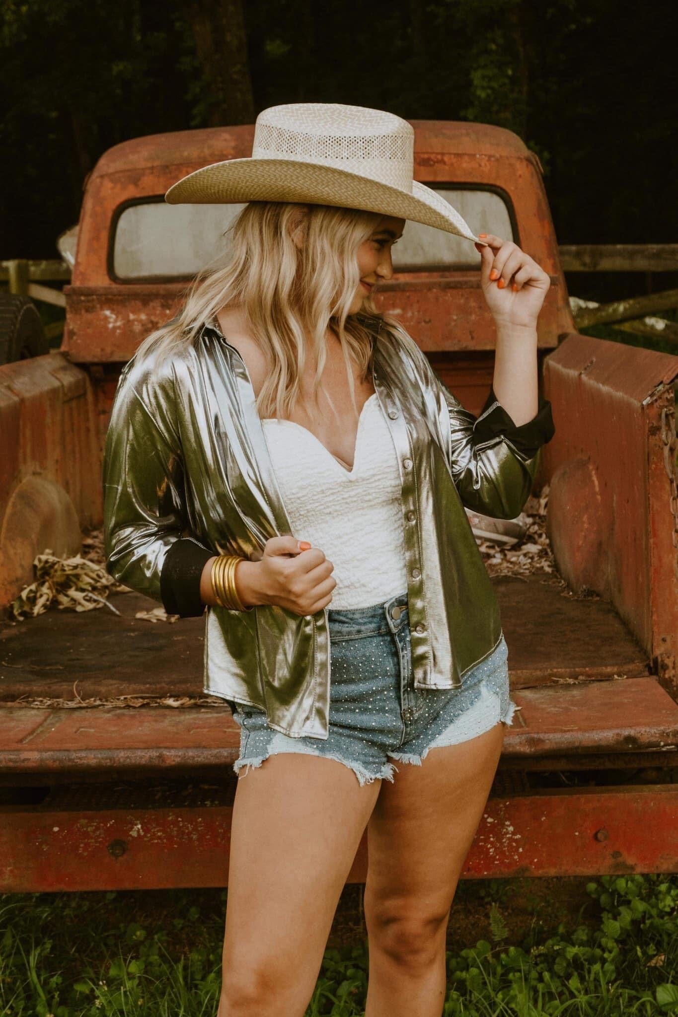 Silver Streak Button Up Turquoise Traveler