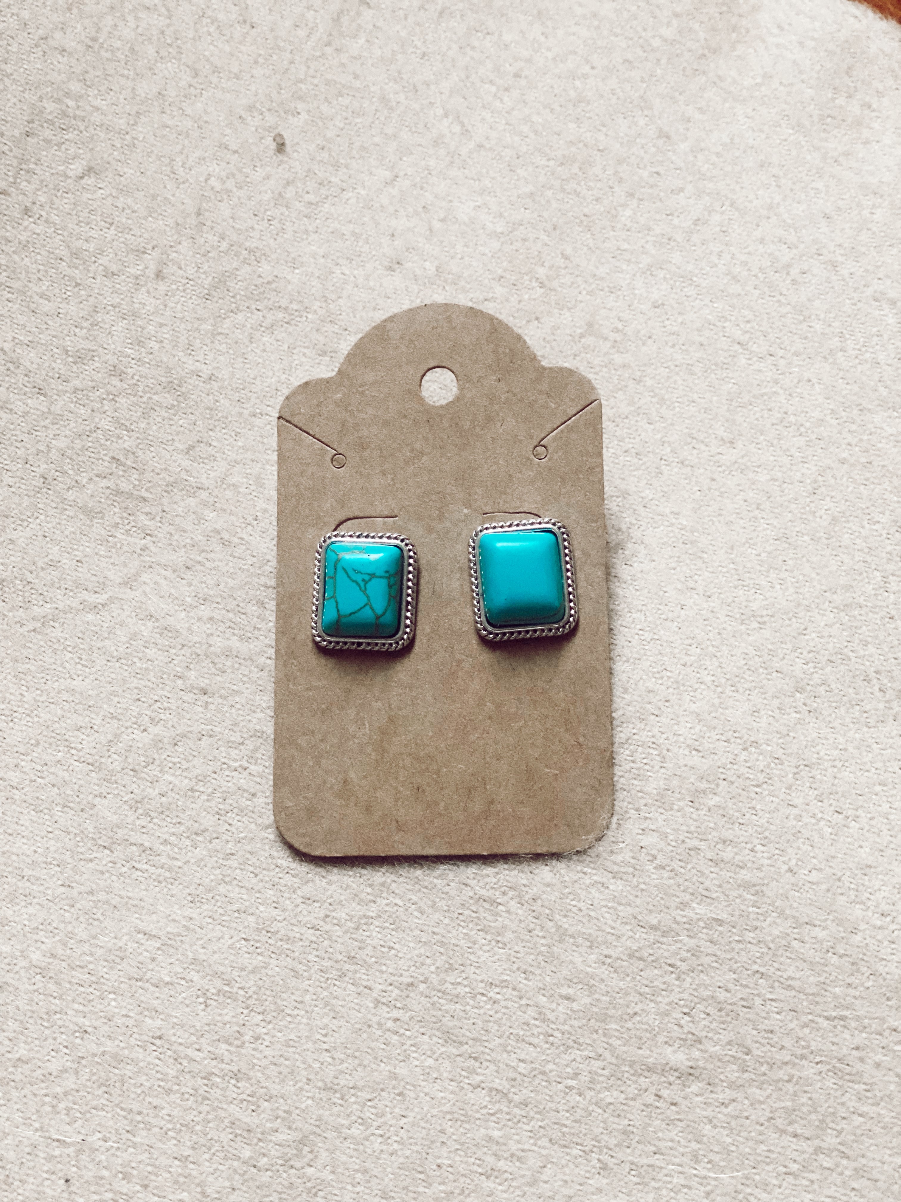 Square Turquoise Studs Turquoise Traveler