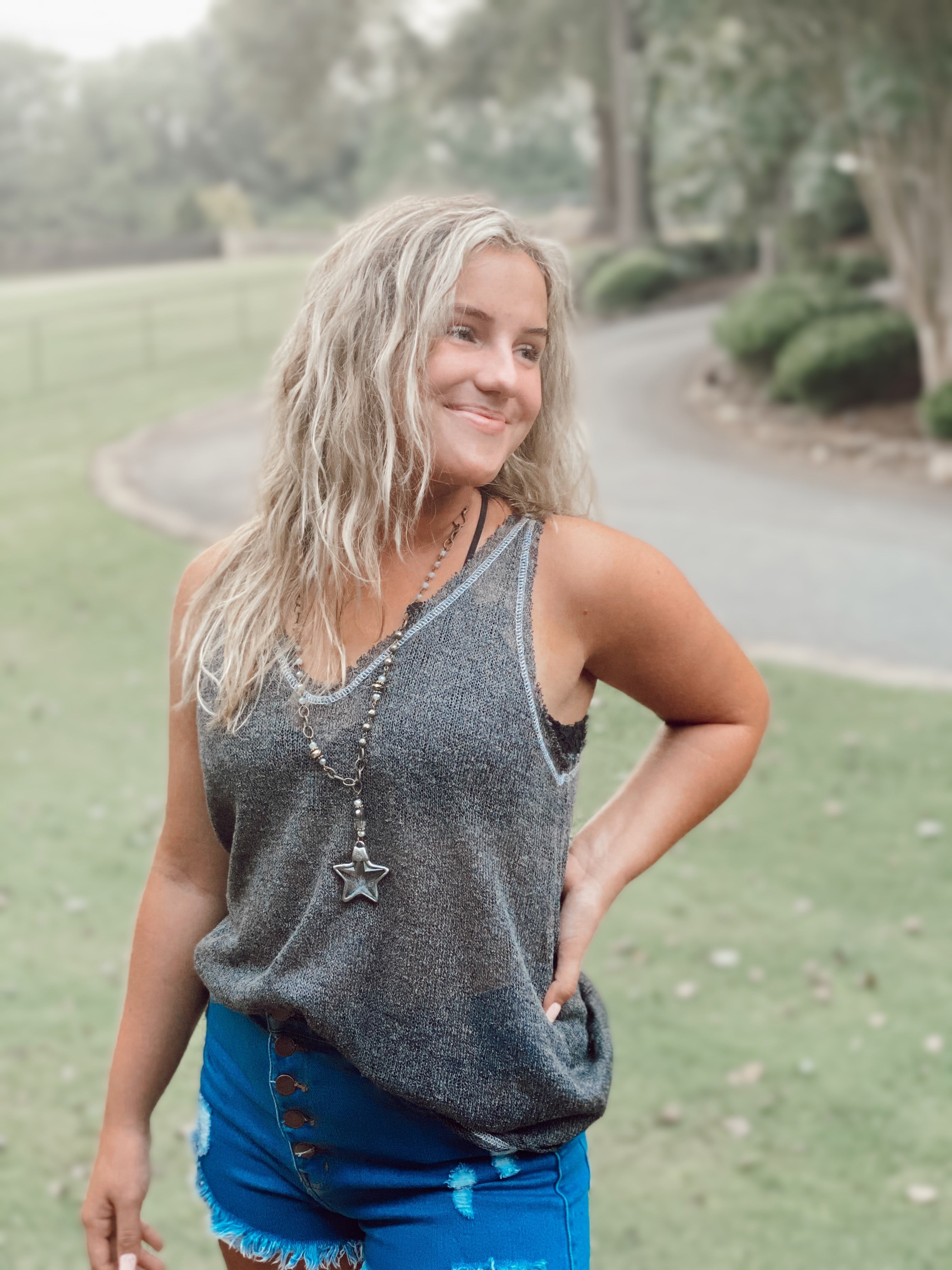 Summer Daze Knit Tank Turquoise Traveler
