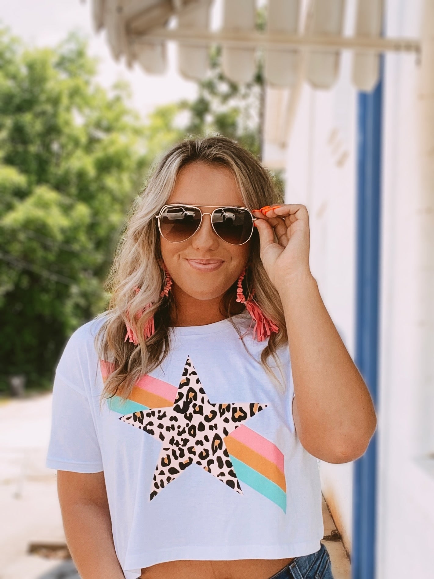 Summer Nights Star Crop Top Turquoise Traveler