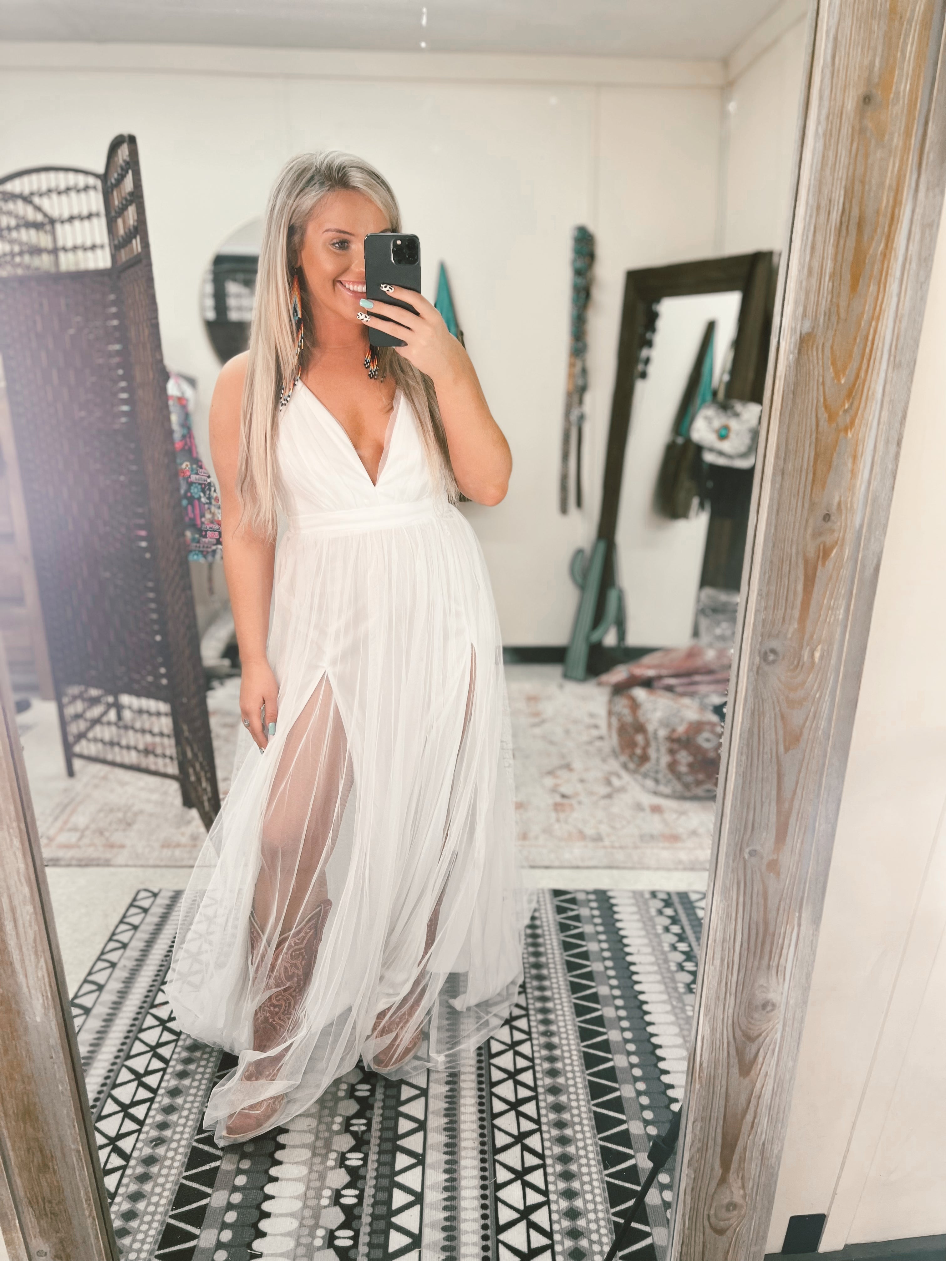 White Love Dress Turquoise Traveler