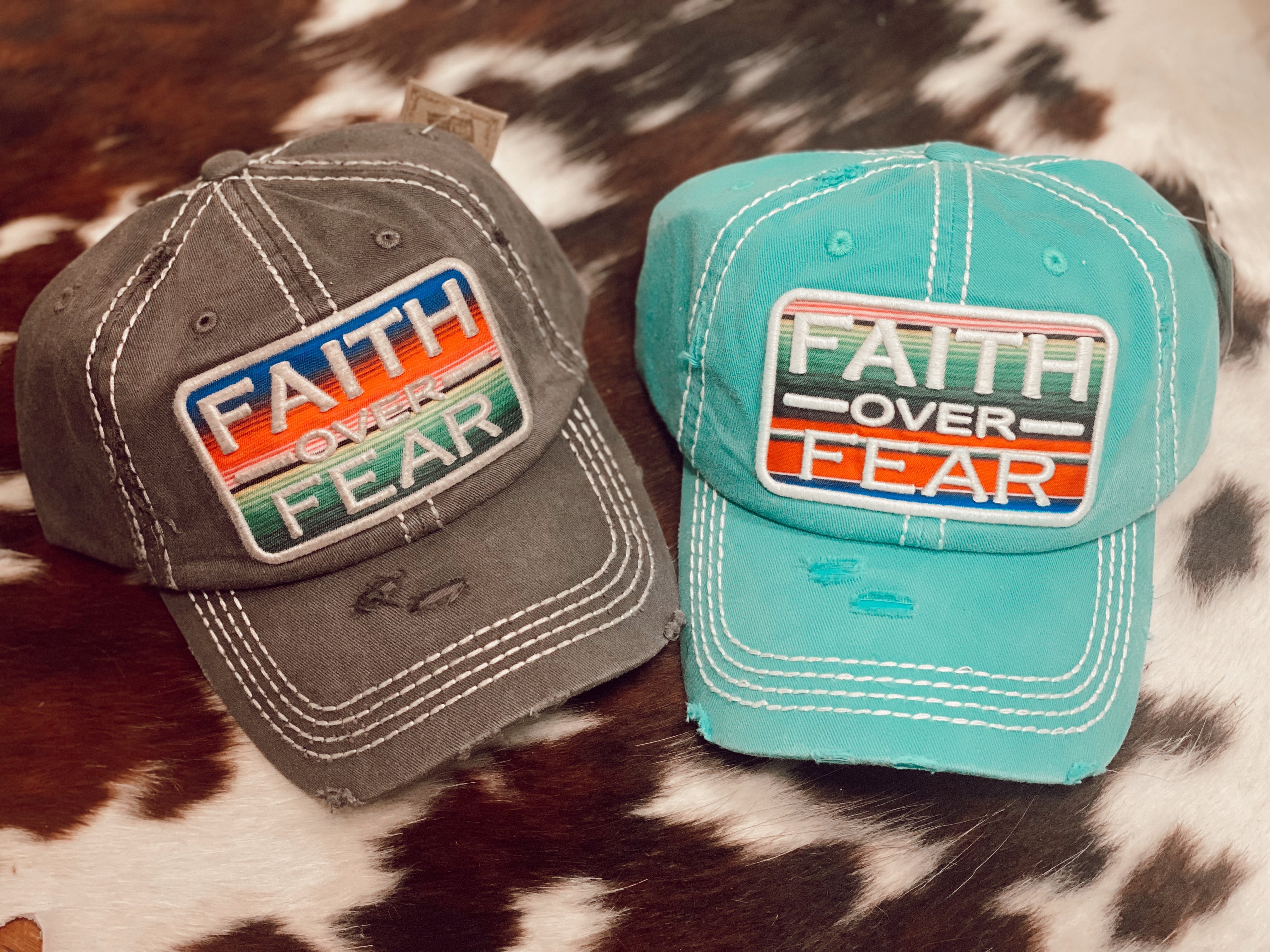 Faith Over Fear Ball Cap Turquoise Traveler 